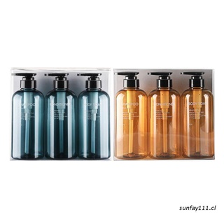 sunfay111.cl 3Pcs 500ml Empty Bottle Set Shampoo Shower Gel Hair Conditioner Press Pump Soap Dispenser Bathroom Refillable Bottle