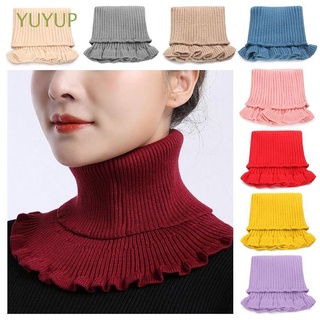 Yuyup moda invierno mujeres a prueba de viento desmontable con orejas de madera de punto falso Collar bufanda/Multicolor