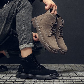 ⭐️Hot Sale⭐️Mens Martin Boots Safety Boots High Cut Leather Fashion High Top Korean Style Versatile Heighten Shoes