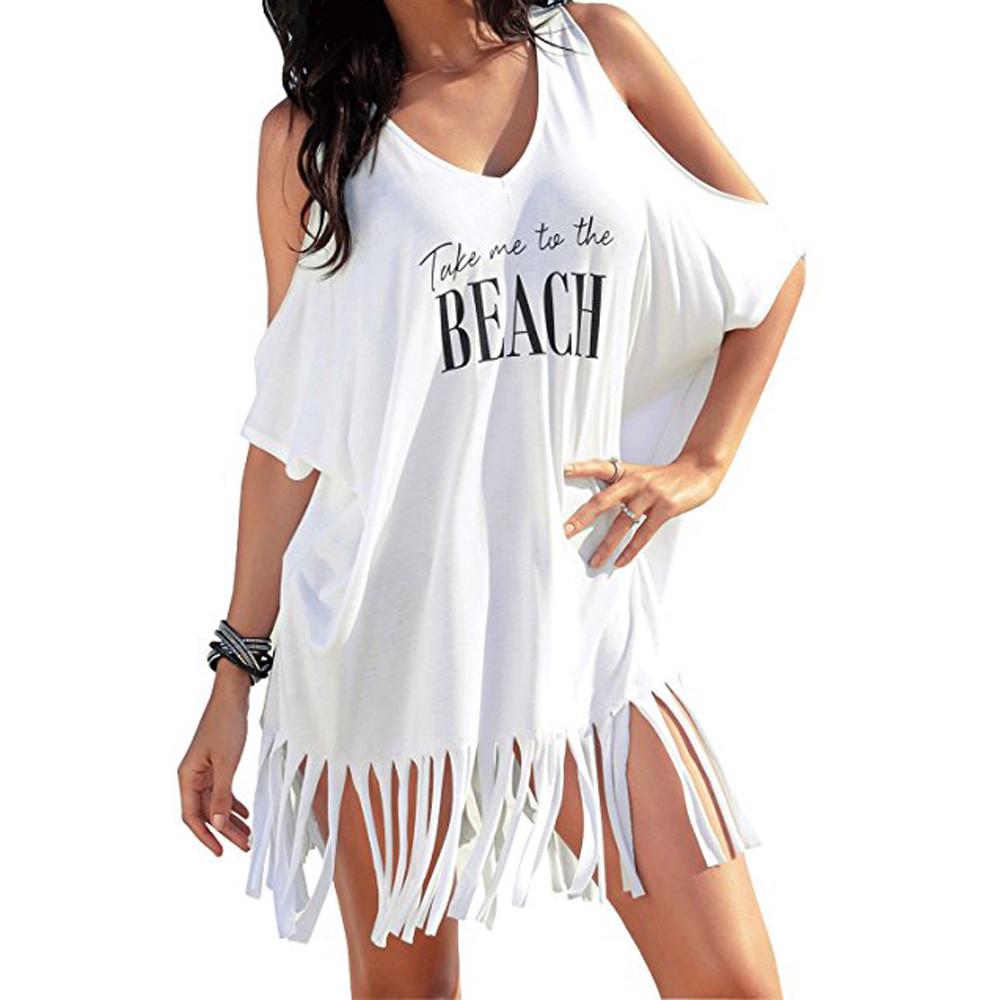 mujer borla letras impresión baggy trajes de baño bikini encubrimientos vestido de playa (8)