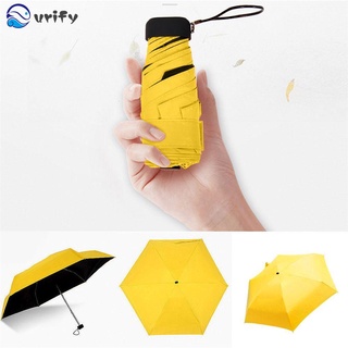 urify - mini paraguas de doble uso unisex para lluvia, bolsillo compacto, anti-uv, parasol, impermeable, protector solar, moda, 5 pliegues, paraguas de sol, multicolor
