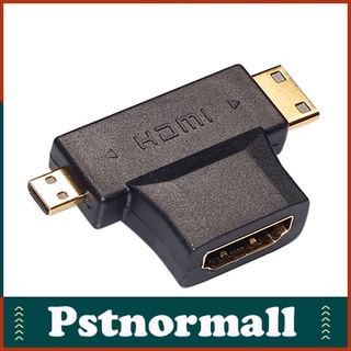 Pstnormall 3 en 1 Micro HDMI compatible macho Mini HDMI compatible macho a HDMI compatible 1.4 hembra adaptador de Cable convertidor (1)