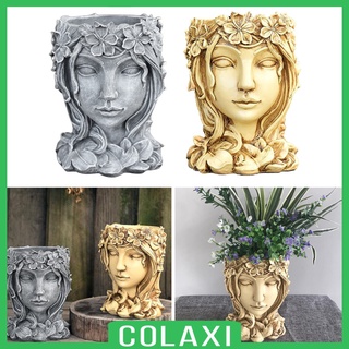 [COLAXI] Escultura facial suculenta cabeza Cactus maceta maceta contenedor gris
