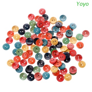 Yoyo 100 pzas botones mixtos De madera con 2 agujeros De 15mm/Costura/álbum De recortes/artesanías DIY