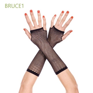 Bruce1 mujeres guantes largos Goth Punk guante de malla Sexy disfraz de baile red de pesca malla red sin dedos guantes Multicolor