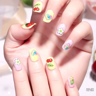 24pcs colorido parche de uñas jelly pegamento extraíble párrafo corto moda manicura ahorrar tiempo falso parche de uñas