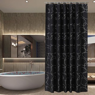 Cortina de ducha gris oscuro gruesa de poliéster cortina de ducha de baño impermeable cortinas de ducha (con anillos de gancho) (4)