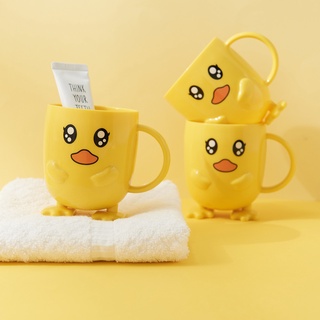 Children&#39;s toothbrushing cup household simple mouthwash cup cute baby anti-fall creative cartoon little yellow duck plastic tooth cylinder cup