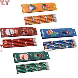 LY 4 Sets Cute Kawaii Pencil Cartoon Sketch Items Drawing Stationery Writing School Office Supplies HB Kids Gift Christmas Series