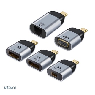 utake type-c macho a hdmi/vga/dp/rj45/mini dp -hd video converter 4k 60hz para macbook