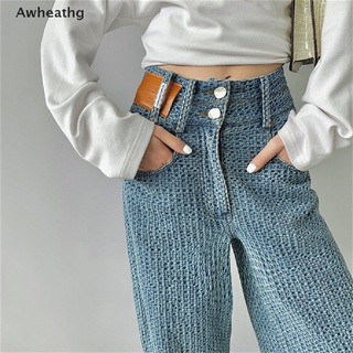 Awheathg Retro High Waist Pants Female 2021 New Drape Mopping Jeans Straight-leg Pants *Hot Sale
