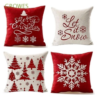 GROWES 18x18in Christmas Pillow Covers Merry Christmas Pillow Case Christmas Decoration Cotton Linen Couch Pillow Cover Square Decorative Throw Pillow Cushion Covers