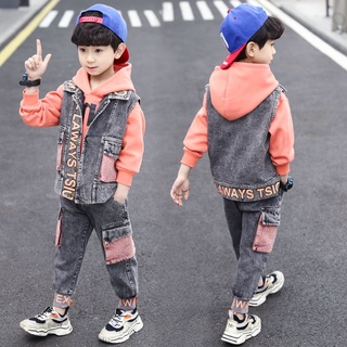 Traje de primavera y otoño para niños2021Nuevo estilo coreano Internet Celebrity Children's Sweater Denim estilo juvenil moda niños medio y grandes