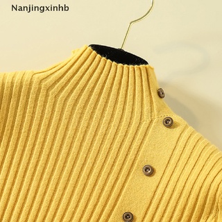 [nanjingxinhb] suéter de punto de las mujeres de manga larga tops de cuello alto jersey jersey de punto superior delgado [caliente] (3)
