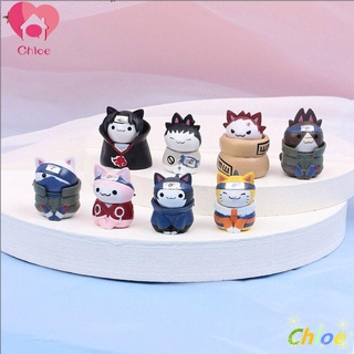chloe decoración de la habitación ninja conjunto kawaii micro adornos anime figuras ninja miniaturas paisaje decoración artesanía decoración del hogar de dibujos animados modle mini escultura gato figuras juguetes (1)