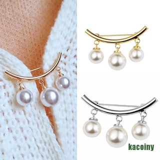 [KACOINY] Moda perla correa fija encanto broche de seguridad suéter Cardigan Clip cadena UBYH