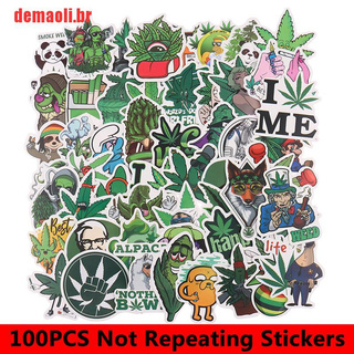 [demaoli] 100 piezas de dibujos animados divertidos pegatinas de Cannabis Snowboard portátil equipaje