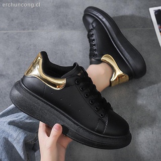 2021 new spring McQueen white shoes men s all black lovers thick-soled platform shoes all-match casual shoes