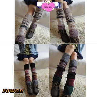 Row Boho mujer calentadores de piernas invierno calcetines largos de punto calentadores de botas accesorios moda caliente rodilla calcetines altos/Multicolor