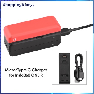 (shoppingDiarys) Adaptador de cargador Base de batería Micro USB tipo C para Insta360 One R