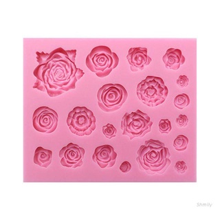 sh 21 cavidades rosas colección fondant caramelo molde de silicona para decoración de pasteles sugarcraft, decoración de cupcakes, arcilla polimérica, cera de jabón para hacer proyectos de elaboración
