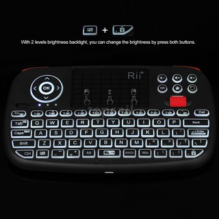 Rii i4 Mini teclado inalámbrico Bluetooth y GHz Dual modos diapasón de mano retroiluminado ratón Touchpad remoto Cont