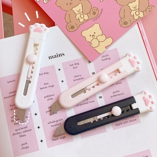 Kawaii Mini bolsillo gato pata arte utilidad cuchillo Express caja cuchillo cortador de papel manualidades envoltura recargable hoja papelería