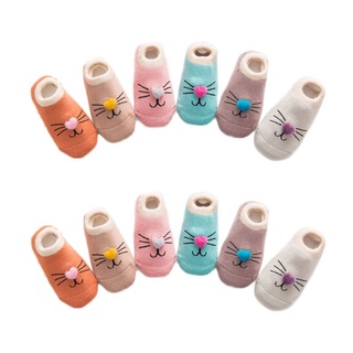 gaea* 6 Pairs Baby Girls Boys Non Slip Toddler Socks with Grips Cute Cartoon Infant Kids Anti Skid Ankle Floor Sock