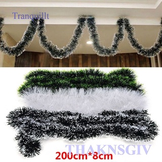 Thaknsgiv 200Cm decoración navideña/guirnalda De árbol con cinta/adornos/blanco/Verde oscuro/Cana