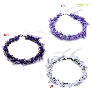 Mosury Simulated Flower Headband Lavender Floral Hair Band Garland Tiara Crown Women Jewelry Headdress Decoration Fashion Dreamlike For Wedding Party Prom Engagement