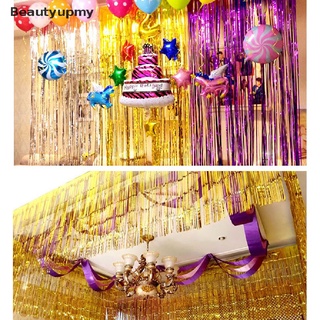 [beautyupmy] 2pack de telón de fondo metálico de papel de aluminio con flecos, cortina de oro, fiesta de cumpleaños, boda