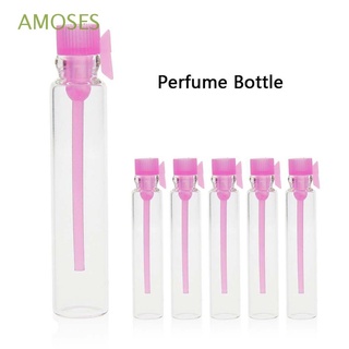 AMOSES 1ML/2ML Perfume Sample Vials Transparent Trial Bottles Mini Perfume Bottle Liquid Portable Refillable Bottles Empty Pump Bottle Glass Fragrance Laboratory Test Tube