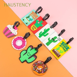 HAUSTENCY Creative Baggage Label ID Address Travel Accessories Luggage Tag Cartoon Pattern Anti-lost Portable Silica Gel Material Cactus Donut Style