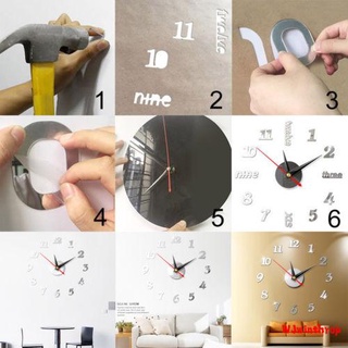 Wjn-Moderno Grande Espejo 3D Reloj De Pared Pegatina Hogar Oficina DIY Decoración Extraíble Arte