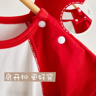 Red de bebé rojo verano mono unisex bebé de manga corta pijamas peleles pijamas de algodón puro delgado fresco mameluco (5)