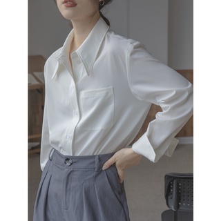 Nueva camisa blanca mujer diseño sentido de minoría 2021 primavera y otoño moda versátil manga larga camisa mujer (1)