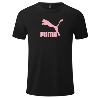 PUMA Man Women Cotton Couple Short Sleeved T-shirt Summer Wild Bottoming Shirt Top Female Solid Color Sports T-shirt Simple Print Cotton Breathable Large Size Loose Plain T-shirt