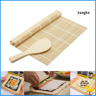 yikanf 2Pcs Bamboo Japanese Sushi Rolling Mat Rice Paddle Maker Tool Kitchen DIY Kit