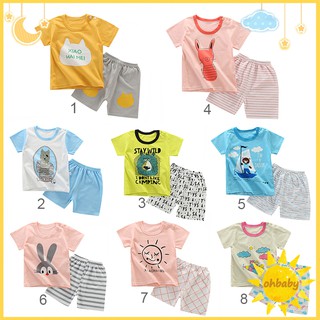 2 unids/set bebé niños niñas precioso dibujos animados algodón tops camiseta+pantalones cortos 0-5t