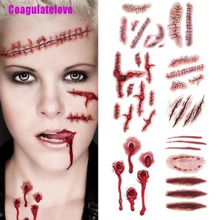 [L] 6 pzs calcomanías para tatuajes de Halloween sangrientas/decoración de fiesta de Halloween
