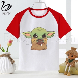 Niños de Star Wars precioso bebé Yoda Mandalorian de dibujos animados de impresión T-Shirt diseñador niños niños camisetas niñas Tops bebé niño ropa