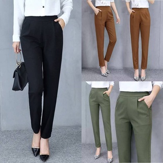 moda de las señoras de cintura alta pantalones largos pantalones de negocios formal oficina slim pantalones listo stock
