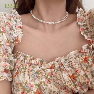 Essie joyería De playa Para niñas De doble capa imitación perlas Estilo Coreano collar De gargantilla/Multicolor