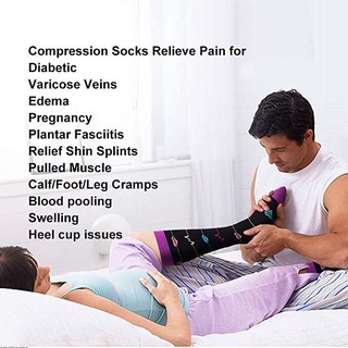 Calcetines de compresión de los hombres mujeres deportes corriendo calcetines 30 MmHg para Anti fatiga alivio del dolor rodilla alta compresión medias (2)