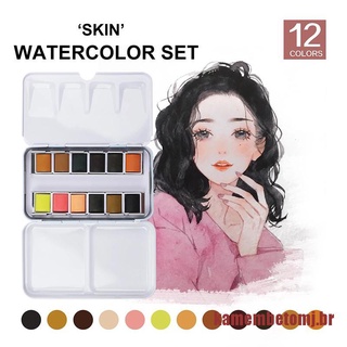 Betomj 12 colores caja de lata sólida acuarela piel Color agua pintura para retratos Dr