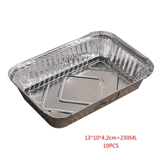 10 Recipientes De Papel De Aluminio Desechables En Forma De Rectángulo Para Llevar Alimentos Con Tapas/Sin Tapa