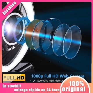[en stock] webcam 1080p con micrófono y anillo de luz/cámara web streaming webcam garantía de un año