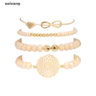 [seivany] 4Pcs Bohemian Multi-layer 8 Infinity Beads Bracelet Set Women Bangle Jewelry