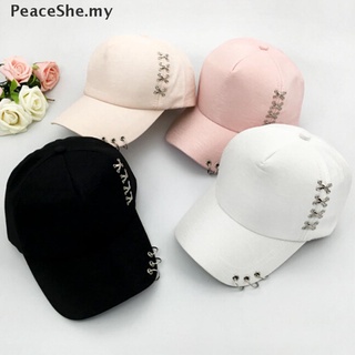 [Peaceshe] gorra de KPOP Piercing anillo de béisbol ajustable gorra Hip Hop Snapback gorra moda MY (8)