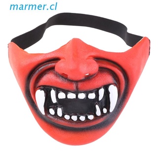 MAR3 Halloween Japanese Anime Half Face Mask Latex Cosplay Kabuki Samurai Devil Props